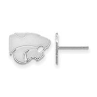 Sterling Silver Rhodium-plated LogoArt Kansas State University Wildcat Extra Small Post Earrings view 1