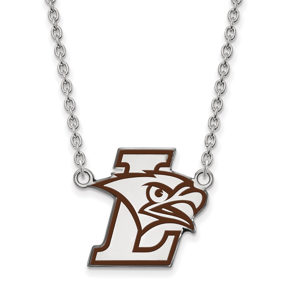 Sterling Silver Rhodium-plated LogoArt Lehigh University Large Enameled Pendant Necklace, 18"
