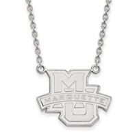 Sterling Silver Rhodium-plated LogoArt Marquette University Large Pendant Necklace, 18" view 1