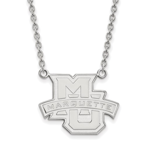 Sterling Silver Rhodium-plated LogoArt Marquette University Large Pendant Necklace, 18"