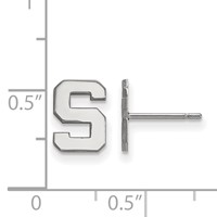 Sterling Silver Rhodium-plated LogoArt Michigan State University Letter S Extra Small Post Earrings view 2