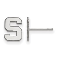 Sterling Silver Rhodium-plated LogoArt Michigan State University Letter S Extra Small Post Earrings view 1