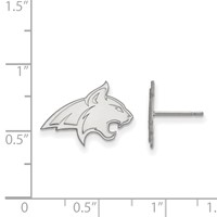 Sterling Silver Rhodium-plated LogoArt Montana State University Bobcat Small Post Earrings view 2