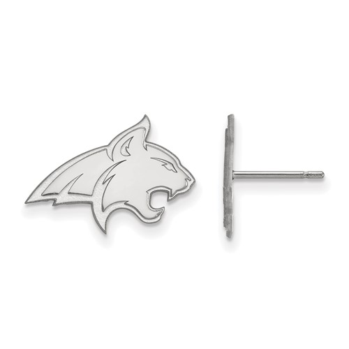 Sterling Silver Rhodium-plated LogoArt Montana State University Bobcat Small Post Earrings