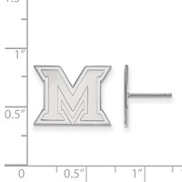 Sterling Silver Rhodium-plated LogoArt Miami University Ohio Letter M Small Post Earrings view 2