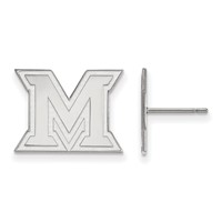 Sterling Silver Rhodium-plated LogoArt Miami University Ohio Letter M Small Post Earrings view 1