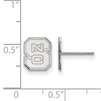 Sterling Silver Rhodium-plated LogoArt North Carolina State University N-c-s Extra Small Post Earrings view 2