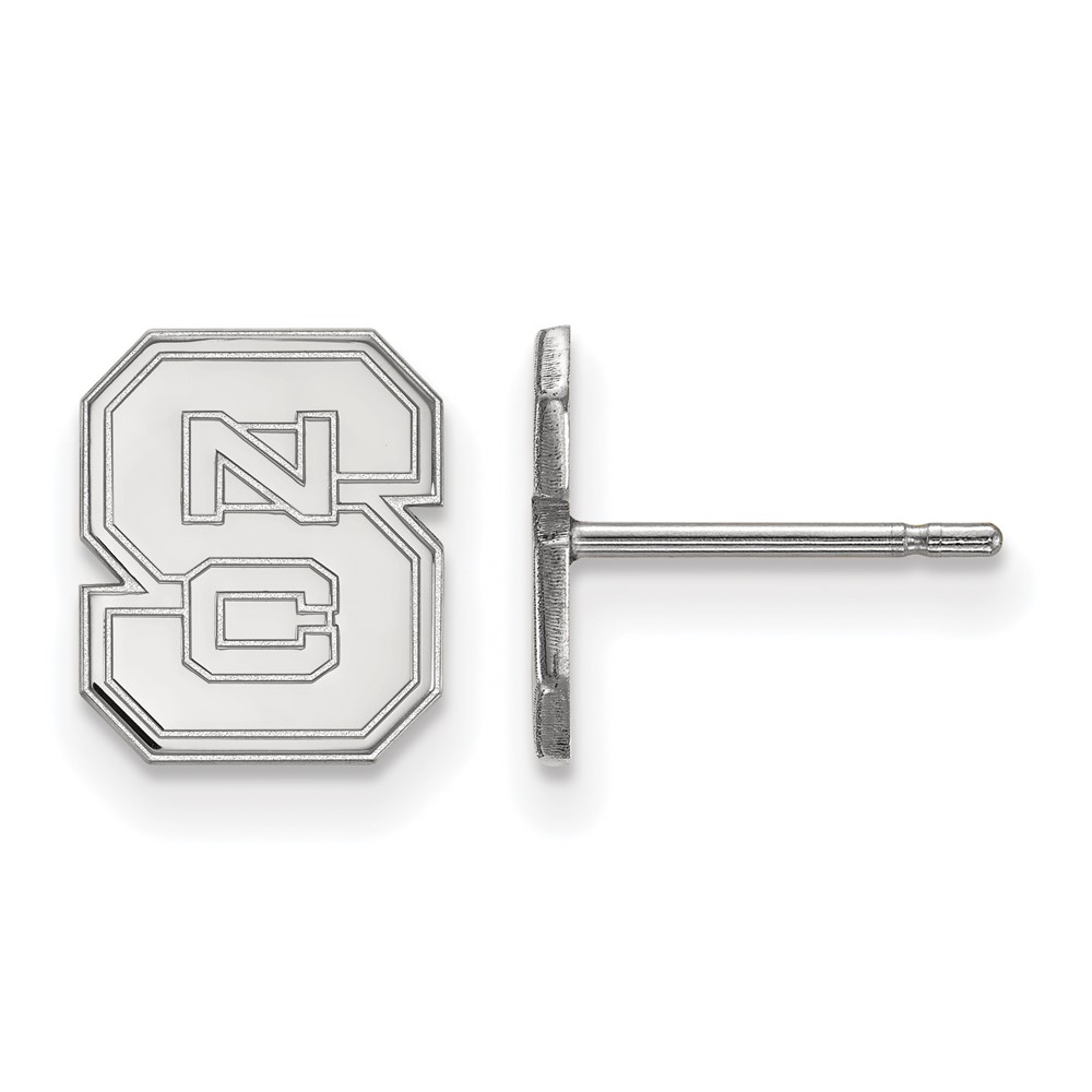 Sterling Silver Rhodium-plated LogoArt North Carolina State University N-c-s Extra Small Post Earrings