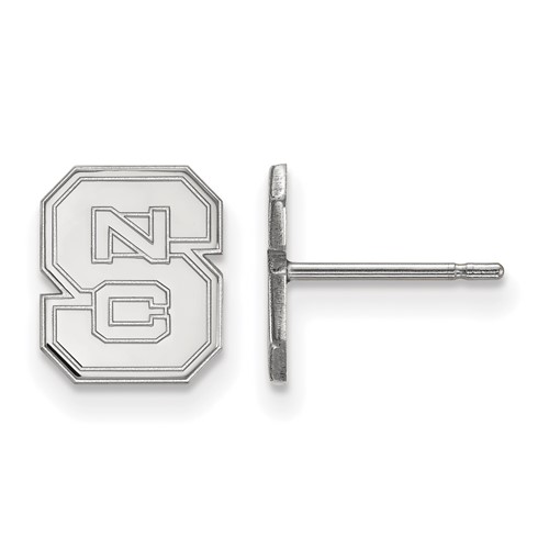 Sterling Silver Rhodium-plated LogoArt North Carolina State University N-c-s Extra Small Post Earrings