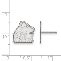 Sterling Silver Rhodium-plated LogoArt Northern Illinois University N-i-u Huskies Small Post Earrings view 2