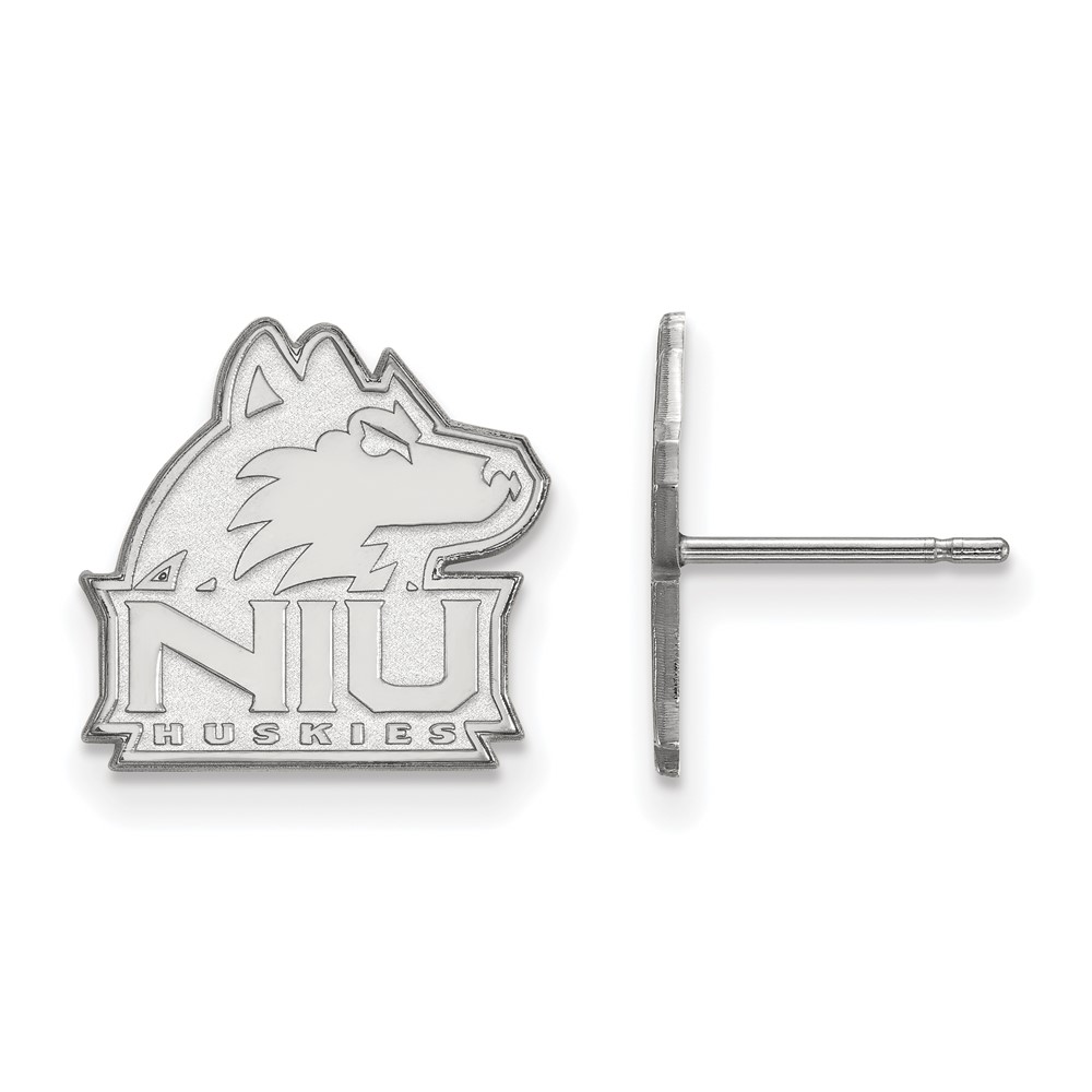 Sterling Silver Rhodium-plated LogoArt Northern Illinois University N-i-u Huskies Small Post Earrings