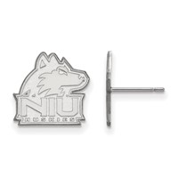 Sterling Silver Rhodium-plated LogoArt Northern Illinois University N-i-u Huskies Small Post Earrings view 1