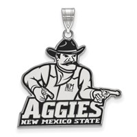 Sterling Silver Rhodium-plated LogoArt New Mexico State University Aggies Extra Large Enameled Pendant view 1