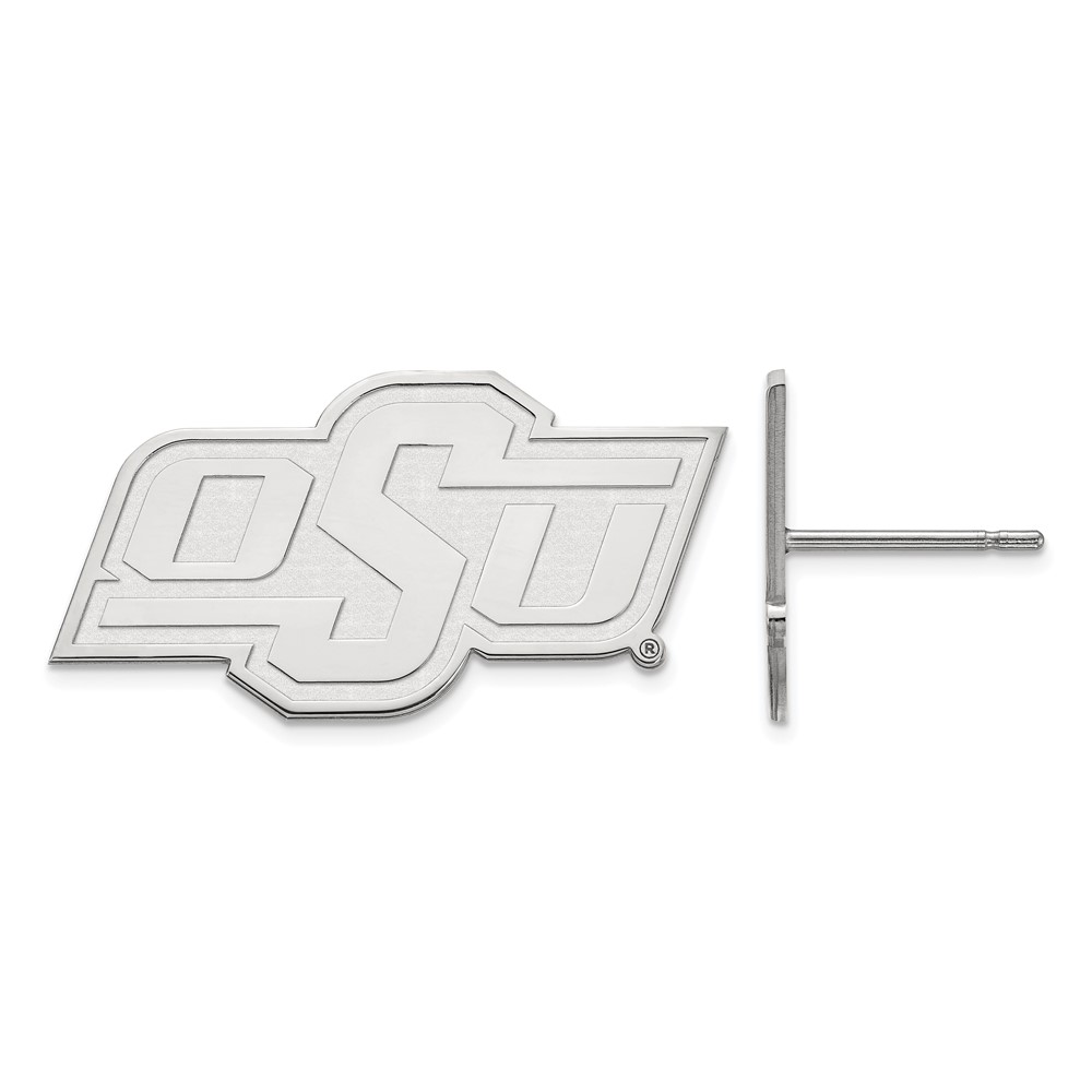 Sterling Silver Rhodium-plated LogoArt Oklahoma State University O-s-u Small Post Earrings