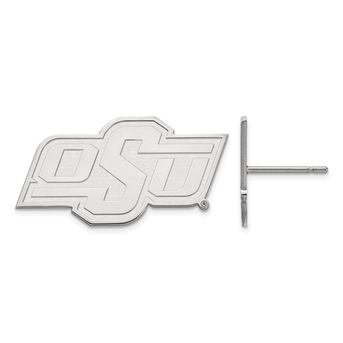 Sterling Silver Rhodium-plated LogoArt Oklahoma State University O-s-u Small Post Earrings