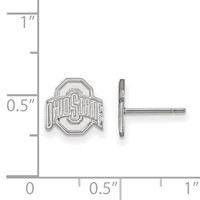 Sterling Silver Rhodium-plated LogoArt the Ohio State University Extra Small Post Earrings view 2