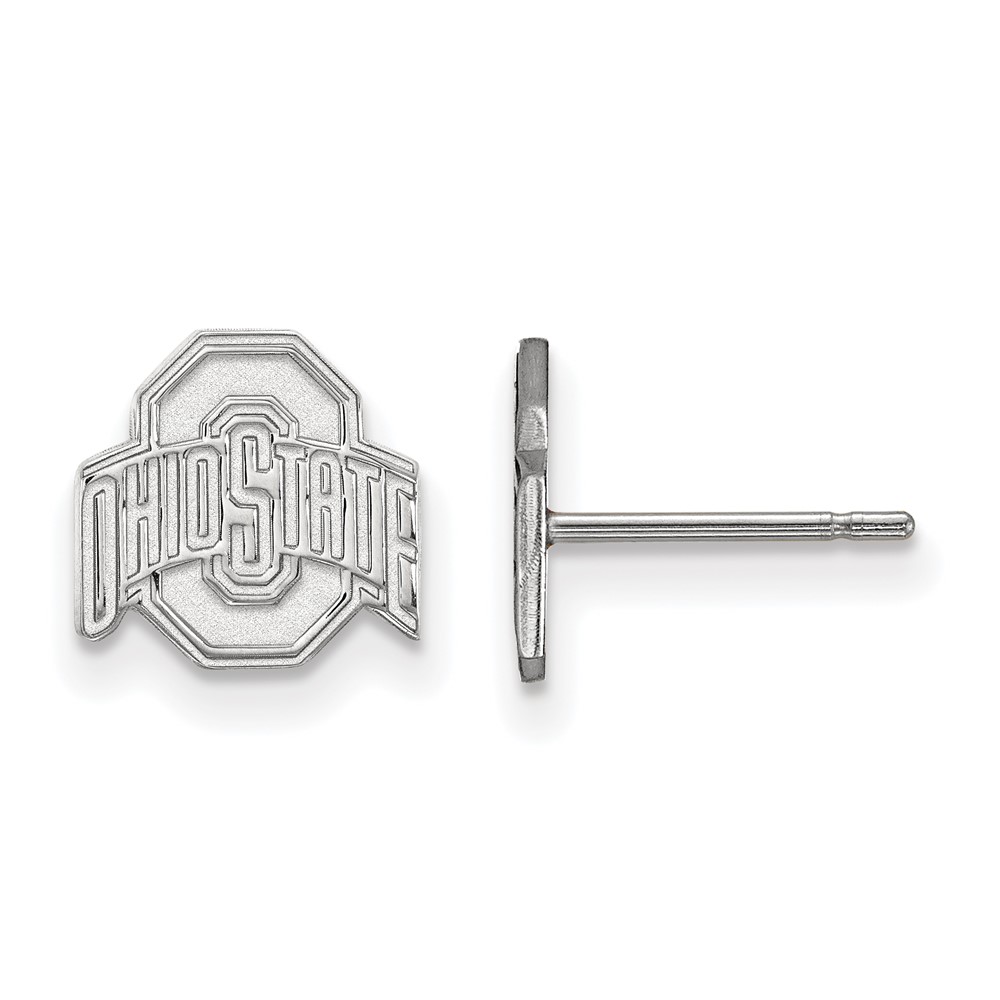 Sterling Silver Rhodium-plated LogoArt the Ohio State University Extra Small Post Earrings