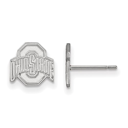 Sterling Silver Rhodium-plated LogoArt the Ohio State University Extra Small Post Earrings