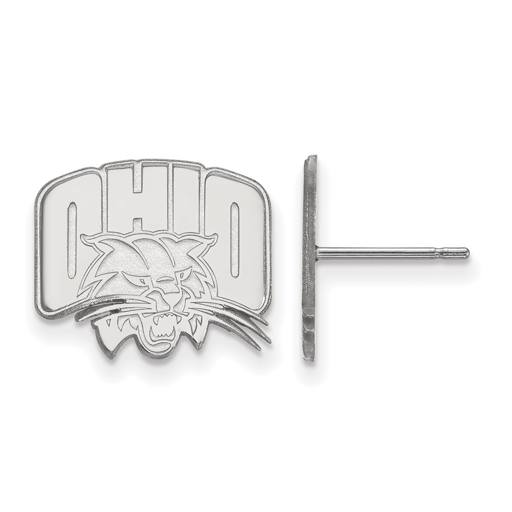 Sterling Silver Rhodium-plated LogoArt Ohio University Small Post Earrings