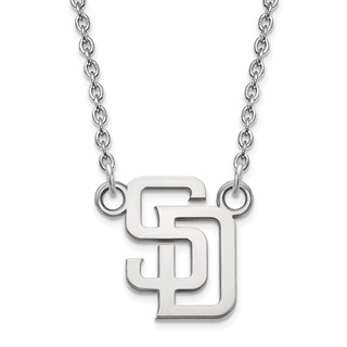 Sterling Silver Rhodium Plated Major League Baseball LogoArt San Diego Padres S-D Pendant Necklace