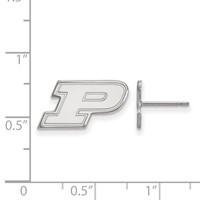 Sterling Silver Rhodium-plated LogoArt Purdue University Letter P Extra Small Post Earrings view 2