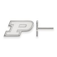Sterling Silver Rhodium-plated LogoArt Purdue University Letter P Extra Small Post Earrings view 1
