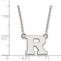 Sterling Silver Rhodium-plated LogoArt Rutgers University Letter R Small Pendant Necklace, 18" view 2