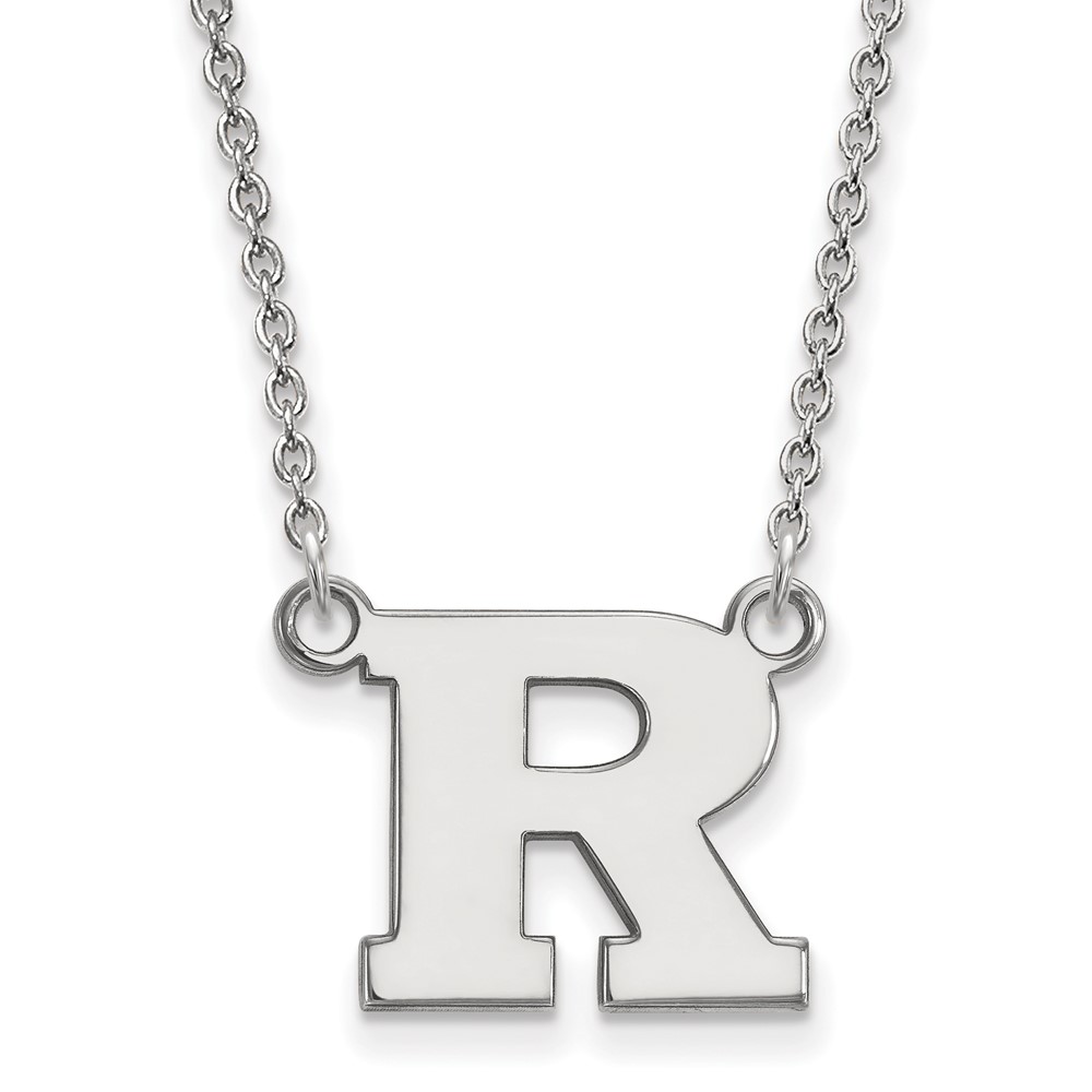 Sterling Silver Rhodium-plated LogoArt Rutgers University Letter R Small Pendant Necklace, 18"