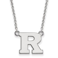 Sterling Silver Rhodium-plated LogoArt Rutgers University Letter R Small Pendant Necklace, 18" view 1