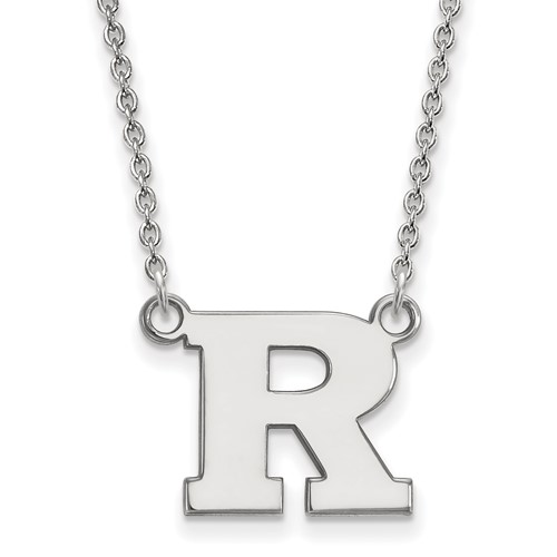 Sterling Silver Rhodium-plated LogoArt Rutgers University Letter R Small Pendant Necklace, 18"