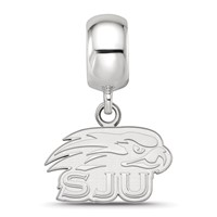 Sterling Silver Rhodium-plated LogoArt Saint Joseph's University Hawks Extra Small Dangle Bead Charm view 2