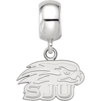 Sterling Silver Rhodium-plated LogoArt Saint Joseph's University Hawks Extra Small Dangle Bead Charm view 3