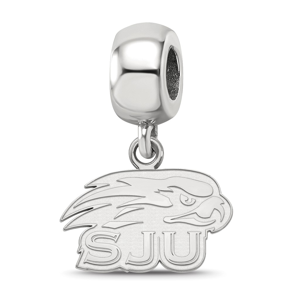 Sterling Silver Rhodium-plated LogoArt Saint Joseph's University Hawks Extra Small Dangle Bead Charm