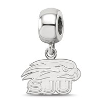 Sterling Silver Rhodium-plated LogoArt Saint Joseph's University Hawks Extra Small Dangle Bead Charm view 1