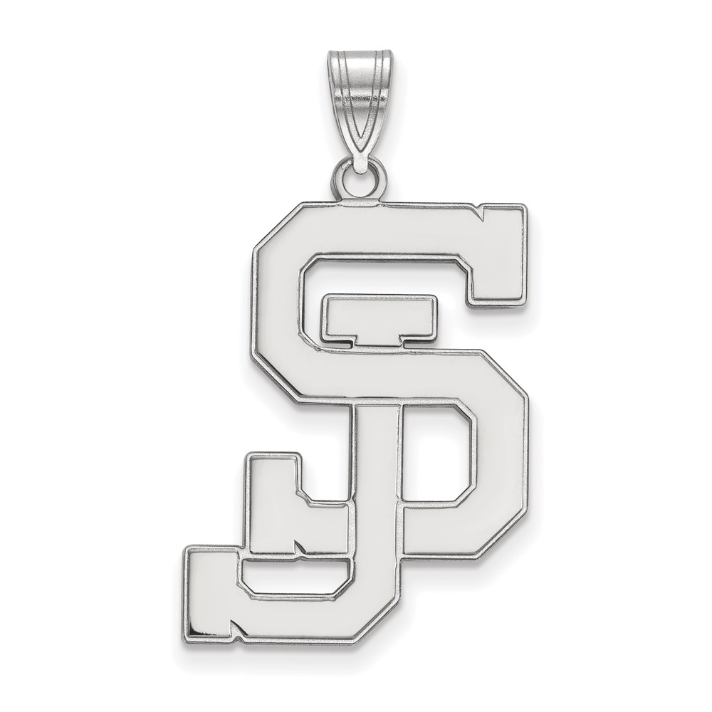 Sterling Silver Rhodium-plated LogoArt San Jose State University S-j Extra Large Pendant