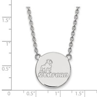 Sterling Silver Rhodium-plated LogoArt Samford University Large Disc Pendant Necklace, 18" view 2