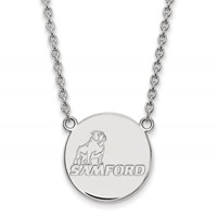 Sterling Silver Rhodium-plated LogoArt Samford University Large Disc Pendant Necklace, 18" view 1