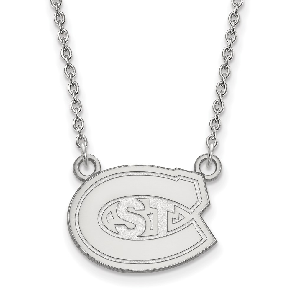 Sterling Silver Rhodium-plated LogoArt St. Cloud State University Small Pendant Necklace, 18"