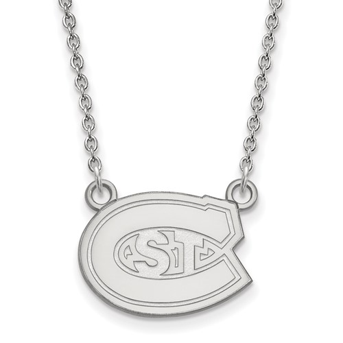 Sterling Silver Rhodium-plated LogoArt St. Cloud State University Small Pendant Necklace, 18"
