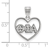 Sterling Silver Rhodium-plated LogoArt Theta Phi Alpha Sorority Greek Letters Heart Pendant view 2