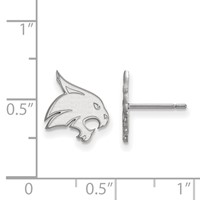 Sterling Silver Rhodium-plated LogoArt Texas State University Bobcat Small Post Earrings view 2