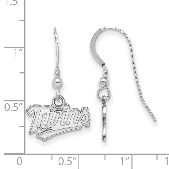 Sterling Silver Rhodium Plated Major League Baseball LogoArt Minnesota Twins T-C Dangle Earrings