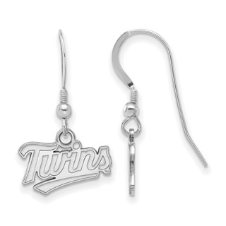 Sterling Silver Rhodium Plated Major League Baseball LogoArt Minnesota Twins T-C Dangle Earrings