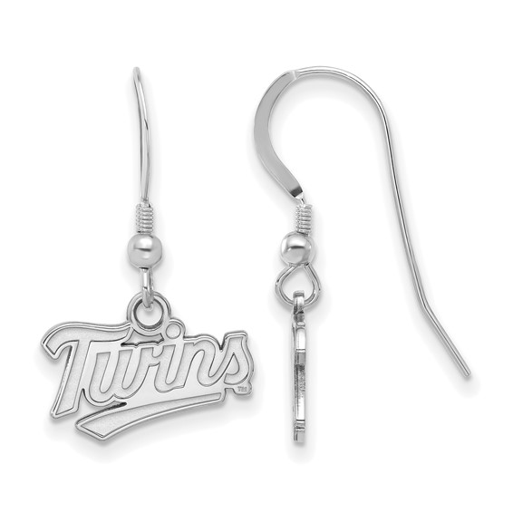 Sterling Silver Rhodium Plated Major League Baseball LogoArt Minnesota Twins T-C Dangle Earrings