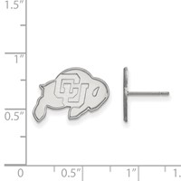 Sterling Silver Rhodium-plated LogoArt University of Colorado Buffalo Small Post Earrings view 2