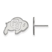 Sterling Silver Rhodium-plated LogoArt University of Colorado Buffalo Small Post Earrings view 1
