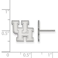 Sterling Silver Rhodium-plated LogoArt University of Houston U-h Small Post Earrings view 2