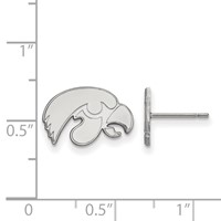 Sterling Silver Rhodium-plated LogoArt University of Iowa Hawk Extra Small Post Earrings view 2