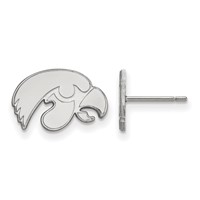 Sterling Silver Rhodium-plated LogoArt University of Iowa Hawk Extra Small Post Earrings view 1