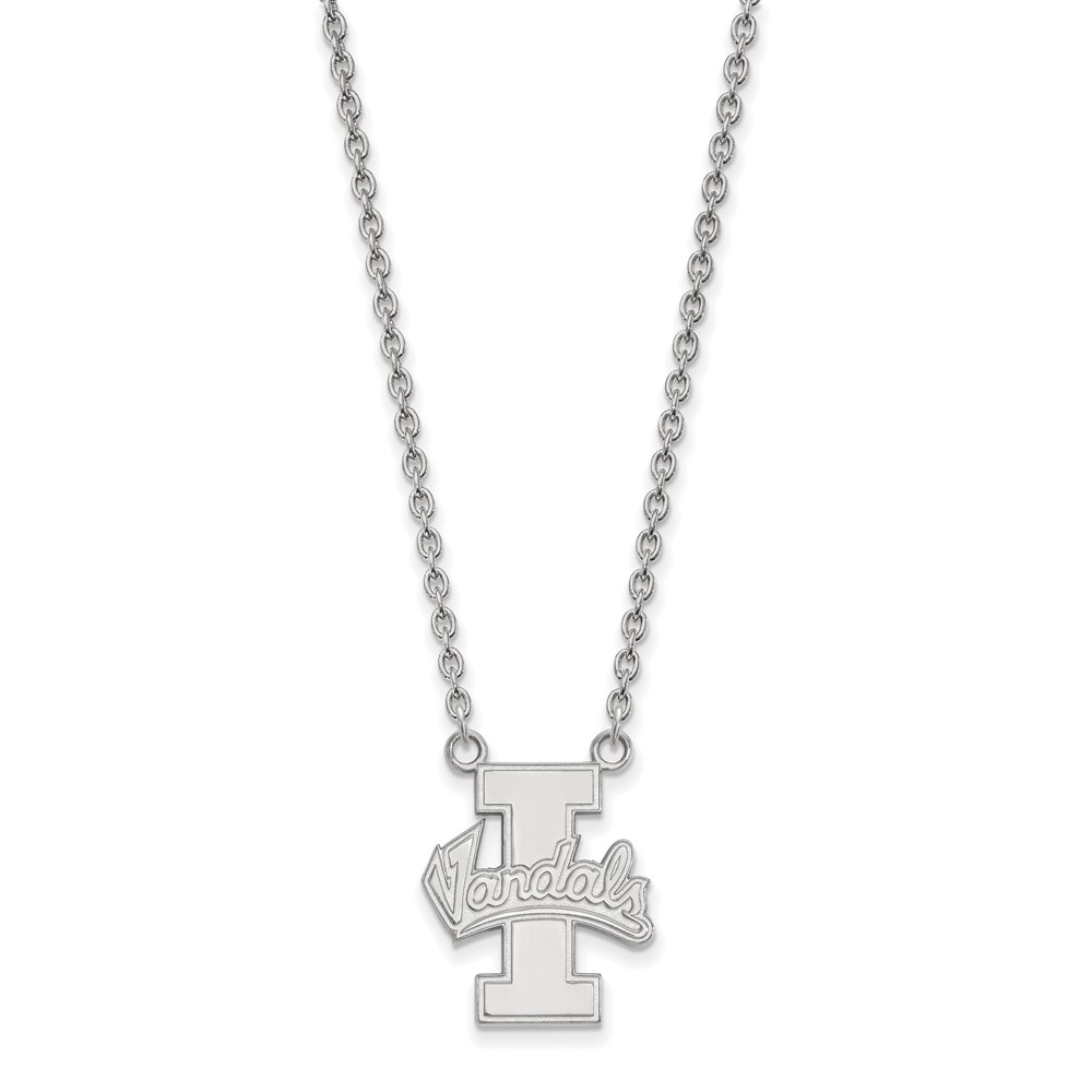 Sterling Silver Rhodium-plated LogoArt University of Idaho Vandals Large Pendant Necklace, 18"